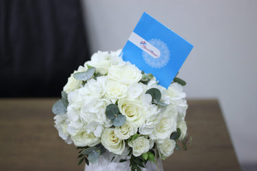 White Hydrangea & Roses Vase Arrangement